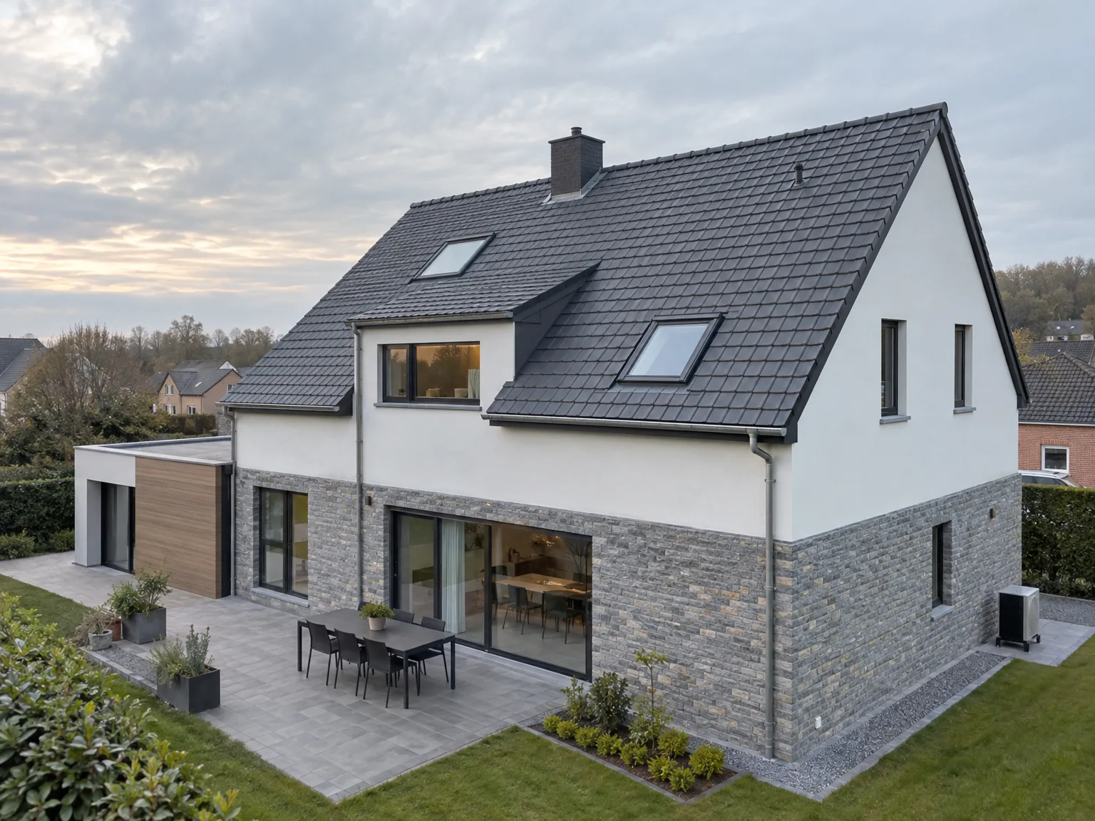 Rénovation de maison avec toiture neuve, fenêtres de toit et ravalement de façade